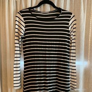 Loveappella black & white stripe long sleeve dress